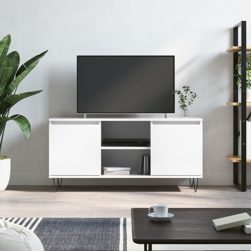 Vidaxl TV skrinka lesklá biela 104x35x50 cm kompozitné drevo